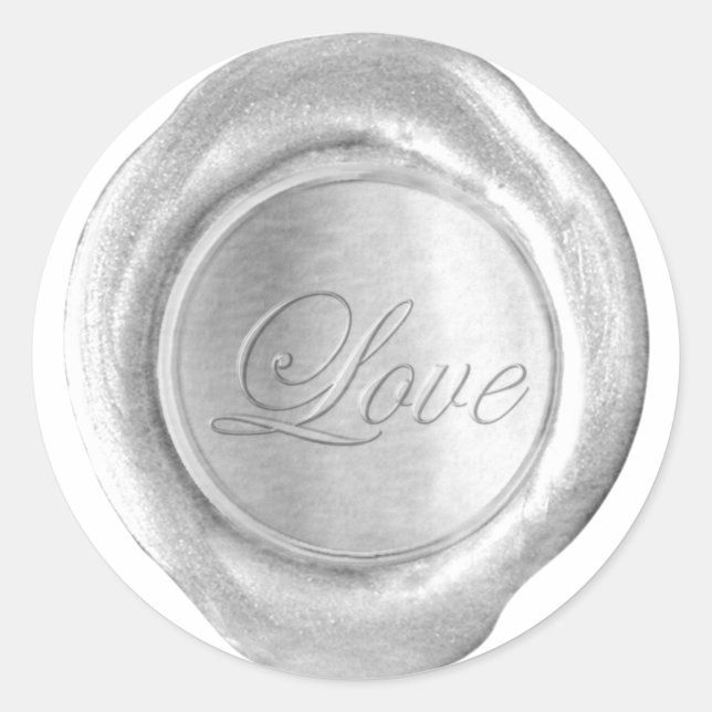 Imitate Wax Siegel - Silver Script - Liebe Runder Aufkleber (Vorderseite)