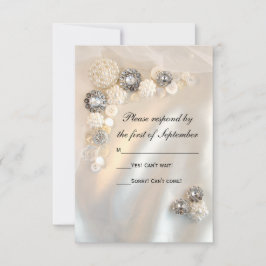 Imitate Weiße Perlen und Diamanttasten Hochzeit RSVP Karte
