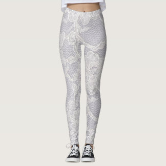 Imitate Weiße Spitzen Leggings