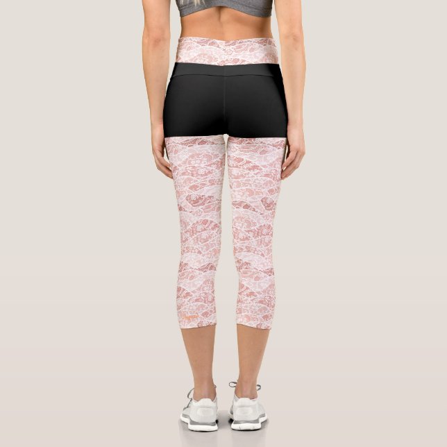 Imitate White Lace Fishnet Capri Leggings (Rückseite)