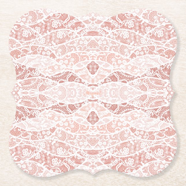 Imitate White Lace Fishnet Paper Untersetzer (Vorderseite)