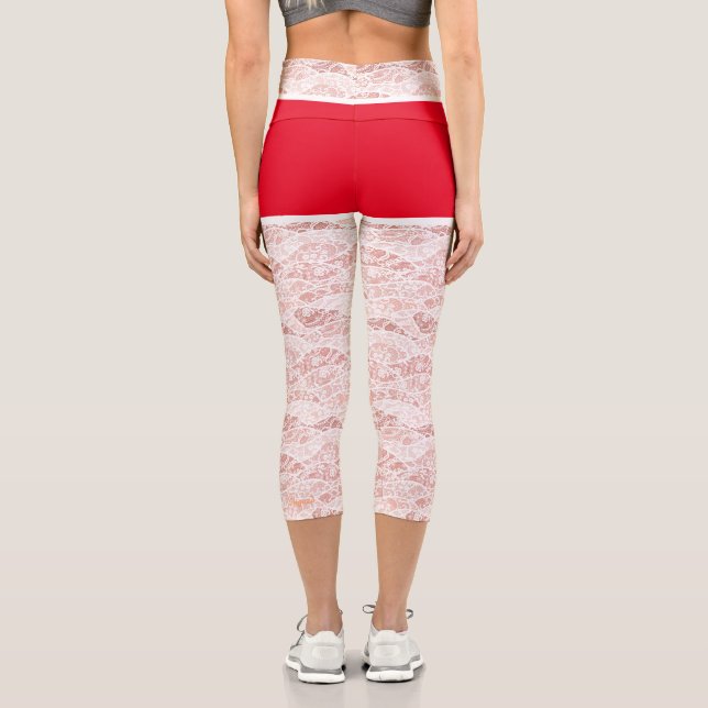 Imitate White Lace Fishnets Funny Capri Leggings (Rückseite)