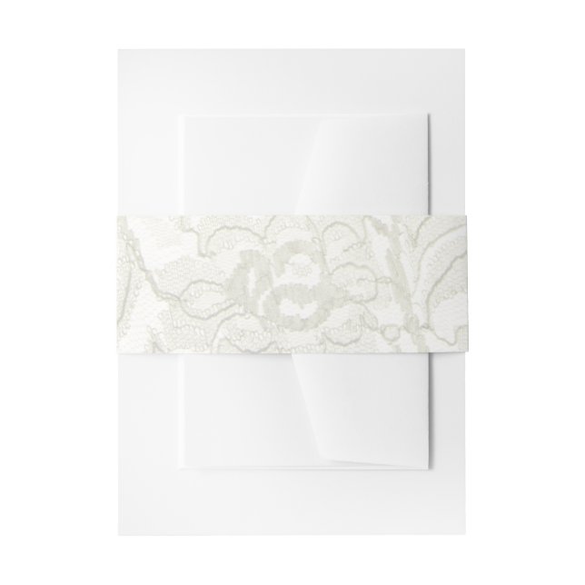 Imitate White Lace Wedding Einladungsbanderole (Vorderseite Beispiel)