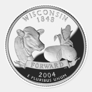 Imitate Wisconsin Staat Quarter Kuh Käse Mais Farm Runder Aufkleber