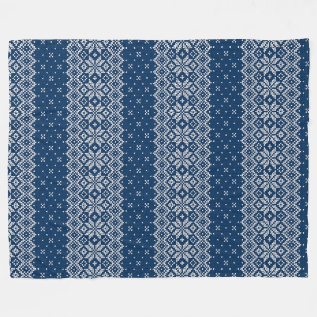 Imitate Wolle Knittern Muster Blau und Weiß Fleecedecke (Vorderseite (Horizontal))