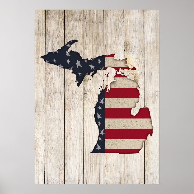 Imitate Wood | Americana Grunge Michigan | Patriot Poster (Vorne)