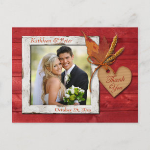 IMITATE Wood, Blätter, Herz Danke Post Card Postkarte