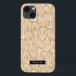 Imitate Wood | Blätter Muster für iPad Mini Fall iPhone 13 Hülle<br><div class="desc">Individuell anpassbare iPad Mini-Gehäuse mit weißem Blätter-Muster auf einem Imitat-Holzhintergrund. Andere Muster und verfügbar.</div>