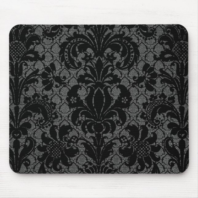 Imitate zeichnen schwarz-graues Damastmuster aus Mousepad (Vorne)