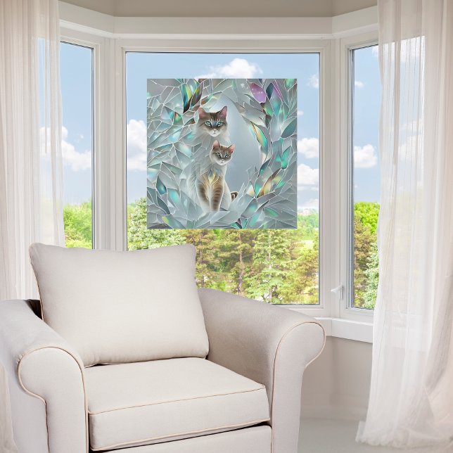 Imitate zerbrochenes Glas zwei Katzen raus Fensteraufkleber (Von Creator hochgeladen)