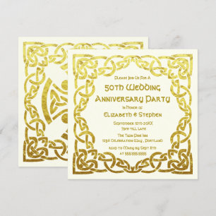 Imitate zum 50. Hochzeitstag Gold Celtic Knot Inv Einladung