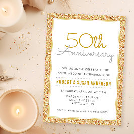 Imitate zum 50. Jahrestag der Hochzeit Gold Glitze Einladung