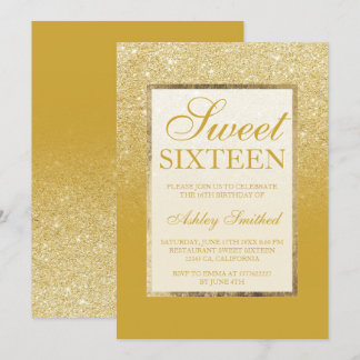 ImitatgoldGlitterzitronencurry Chic Bonbon 16 Einladung