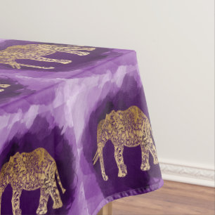 Imitatgoldstammes- Elefant lila Brushstroke Tischdecke