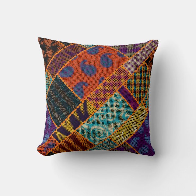 Imitation eines indischen Patchwork-Musters mit Te Kissen (Vorderseite)