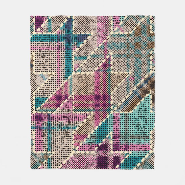 Imitation of indian patchwork pattern with texture fleecedecke (Vorderseite)