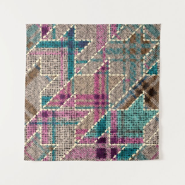 Imitation of indian patchwork pattern with texture wandteppich (Vorderseite)