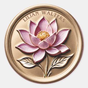 Imitats 3D Luxus Pink Lotus Gold Wachs Siegel Stic Runder Aufkleber