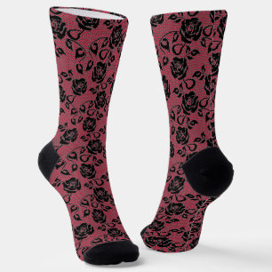 Imitats Black Lace Fishnet Red Socks - Farbe auswä Socken