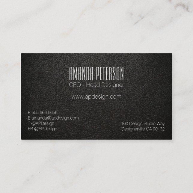 Imitats Black Leather Designer Business Cards Visitenkarte (Rückseite)