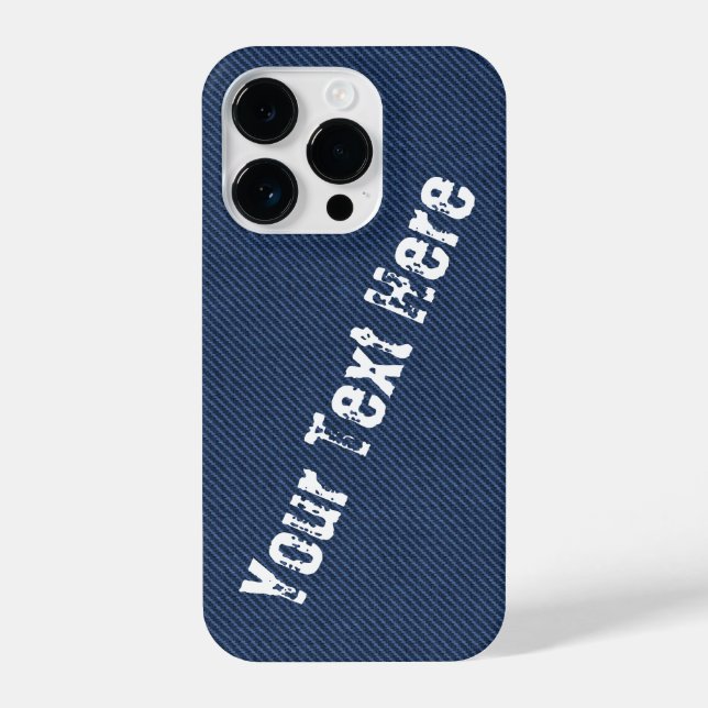Imitats Blue Denim Fabric Custom Text iPhone Case Hülle (Rückseite)
