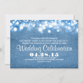 Imitats Blue Glitzer Saitenlichter Hochzeitseinlad Einladung