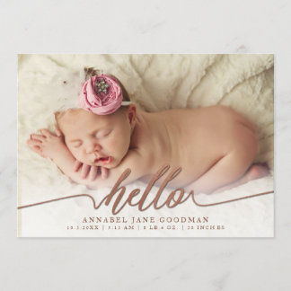 Imitats Bronze Baby Birth Ankündigung Foto-Karten