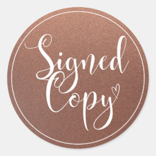 Imitats Bronze Heart Handwriting signierte Kopie Runder Aufkleber
