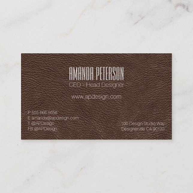 Imitats Brown Leather Designer Business Cards Visitenkarte (Rückseite)
