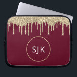 Imitats Burgundy Gold Drilling Glitzer Monogram Laptopschutzhülle<br><div class="desc">Gold und Burgundy Red Imitats Dripping Glitzer und Sparkle Elegant Mit Monogramm Initials Case. Dieser Fall kann so angepasst werden,  dass er Ihren Anfangs- und Vornamen enthält.</div>