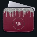 Imitats Burgundy Silver Drilling Glitzer Monogram Laptopschutzhülle<br><div class="desc">Silver und Burgundy Red Imitats Dripping Glitzer und Sparkle Elegant Mit Monogramm Initials Case. Dieser Fall kann so angepasst werden,  dass er Ihren Anfangs- und Vornamen enthält.</div>