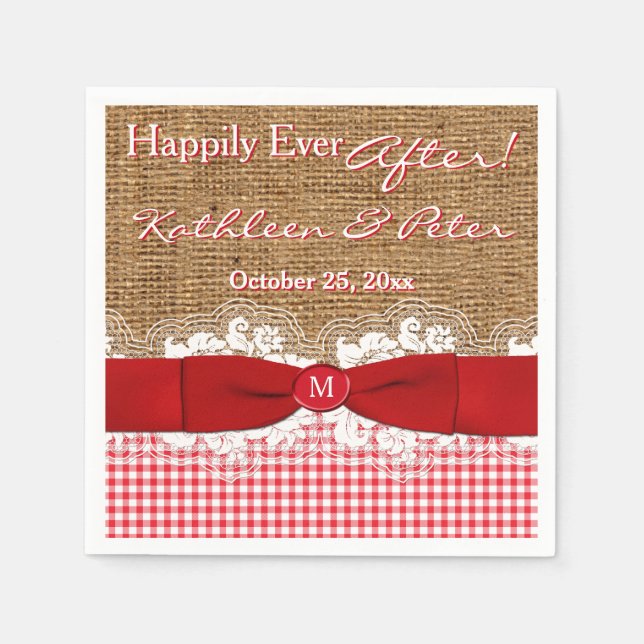 IMITATS Burlap, Lace, Gingham Wedding Napkins - Re Serviette (Vorderseite)