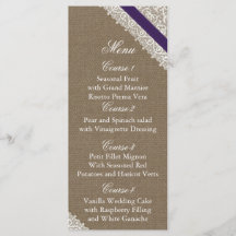 IMITATS Burlap und lila Spitzen Hochzeitskarte