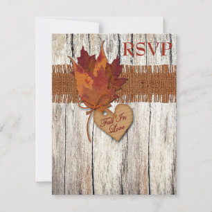 IMITATS Burlap Wood Blätter Herz Hochzeitskarte RSVP Karte