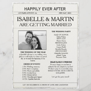 Imitats Deckle Edge Black and White Newspaper Wedd Flyer