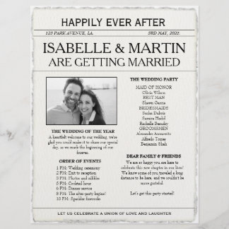Imitats Deckle Edge Black and White Newspaper Wedd Flyer