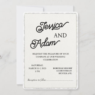 Imitats Deckle Edge Papier Einladung Script Hochze