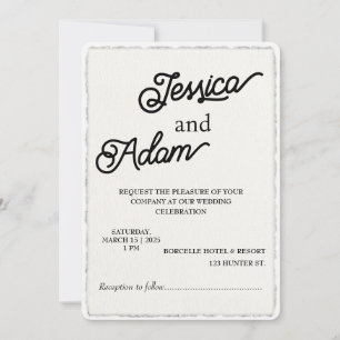 Imitats Deckle Edge Papier Einladung Script Hochze