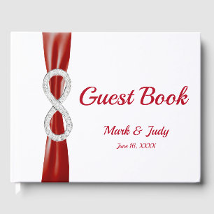 Imitats Diamond Infinity Red Ribbon Wedbook Gästebuch