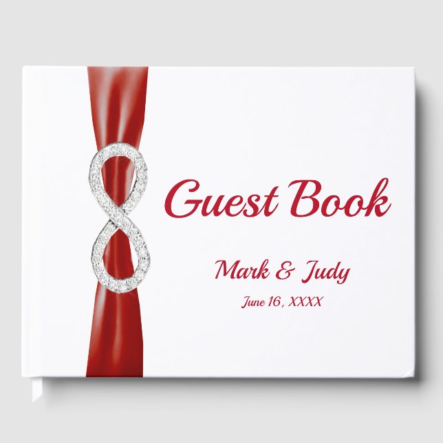 Imitats Diamond Infinity Red Ribbon Wedbook Gästebuch (Vorderseite)