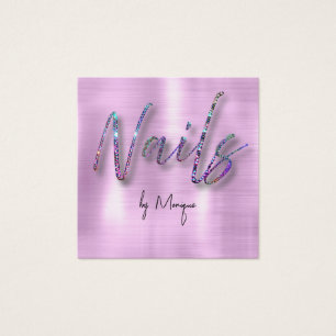 Imitats Diamonds Holographic Nails Business Card