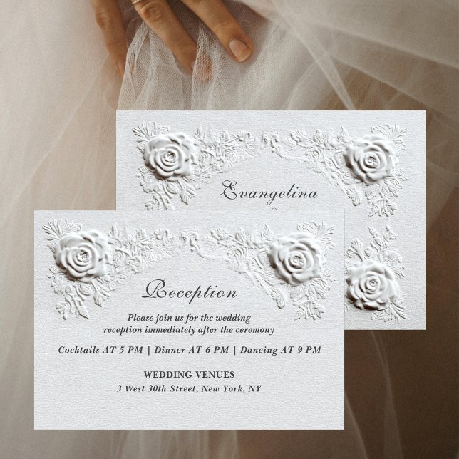Imitats Embossed Rose Script Empfang Hochzeit Begleitkarte (Von Creator hochgeladen)