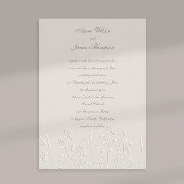 Imitats Embossed Wildblumen Ecru Classic Wedding Einladung