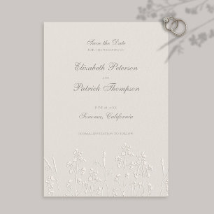 Imitats Embossed Wildblumen Ecru feierliche Hochze Save The Date