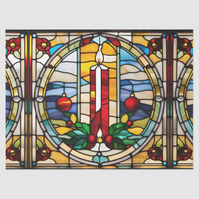 Imitats Festverglaste Weihnachtskerze für Decoupag Seidenpapier (Vorderseite)