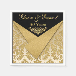 IMITATS Flaps Damask 50. Hochzeitstag Neapel Serviette