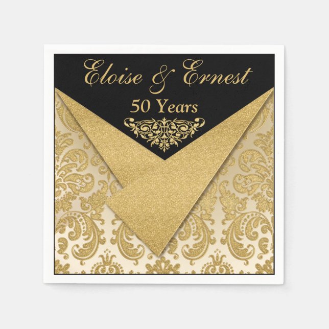 IMITATS Flaps Damask 50. Hochzeitstag Neapel Serviette (Vorderseite)