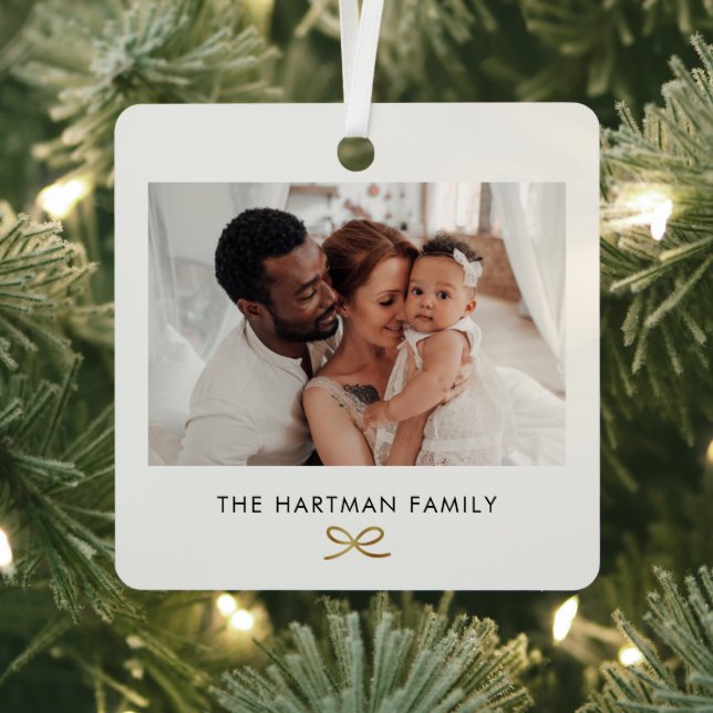 Imitats Foil Minimal Bow Familie Foto Weihnachten Ornament Aus Metall (InSitu)