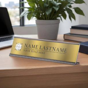 Imitats für benutzerdefinierte Logos Gold-Klasse E Schreibtischnamensplakette