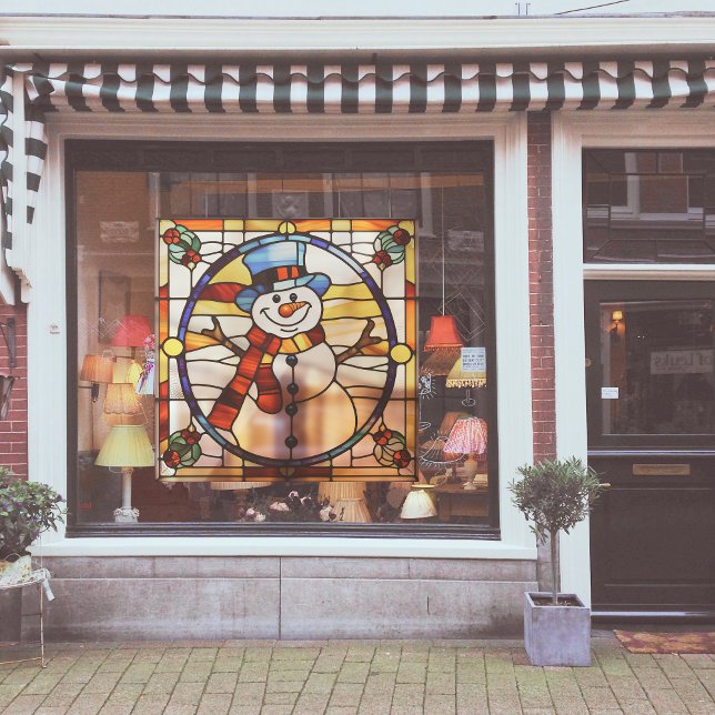 Imitats gestanzter Glass Snowman Grosser Fensteraufkleber (Von Creator hochgeladen)